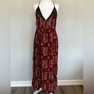Zara Burgundy Floral Maxi Dress